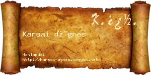 Karsai Ágnes névjegykártya